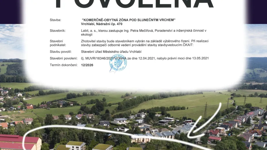 Stavební povolení uděleno, pod slunečným vrchem